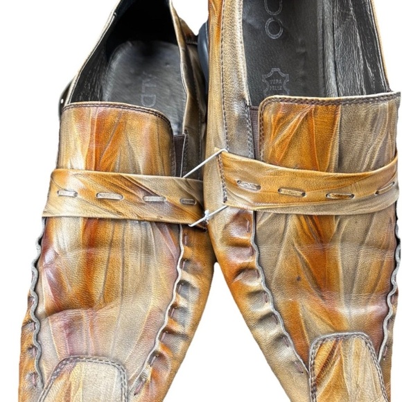 Men's Aldo Brown Italian Leather slip on dress Loafers - Picture 1 of 8